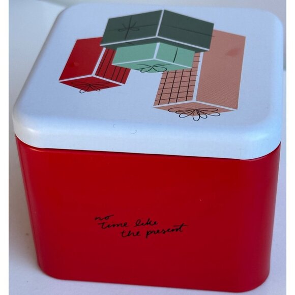 2017 Christmas Holiday Fossil Watch Holder ONLY Metal Tin Box Cases 2.75" Tall - Picture 7 of 16